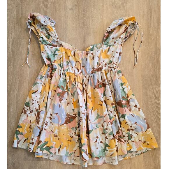 Abercrombie & Fitch Floral Puff Sleeve Mini Dress XL Petite - Picture 2 of 4